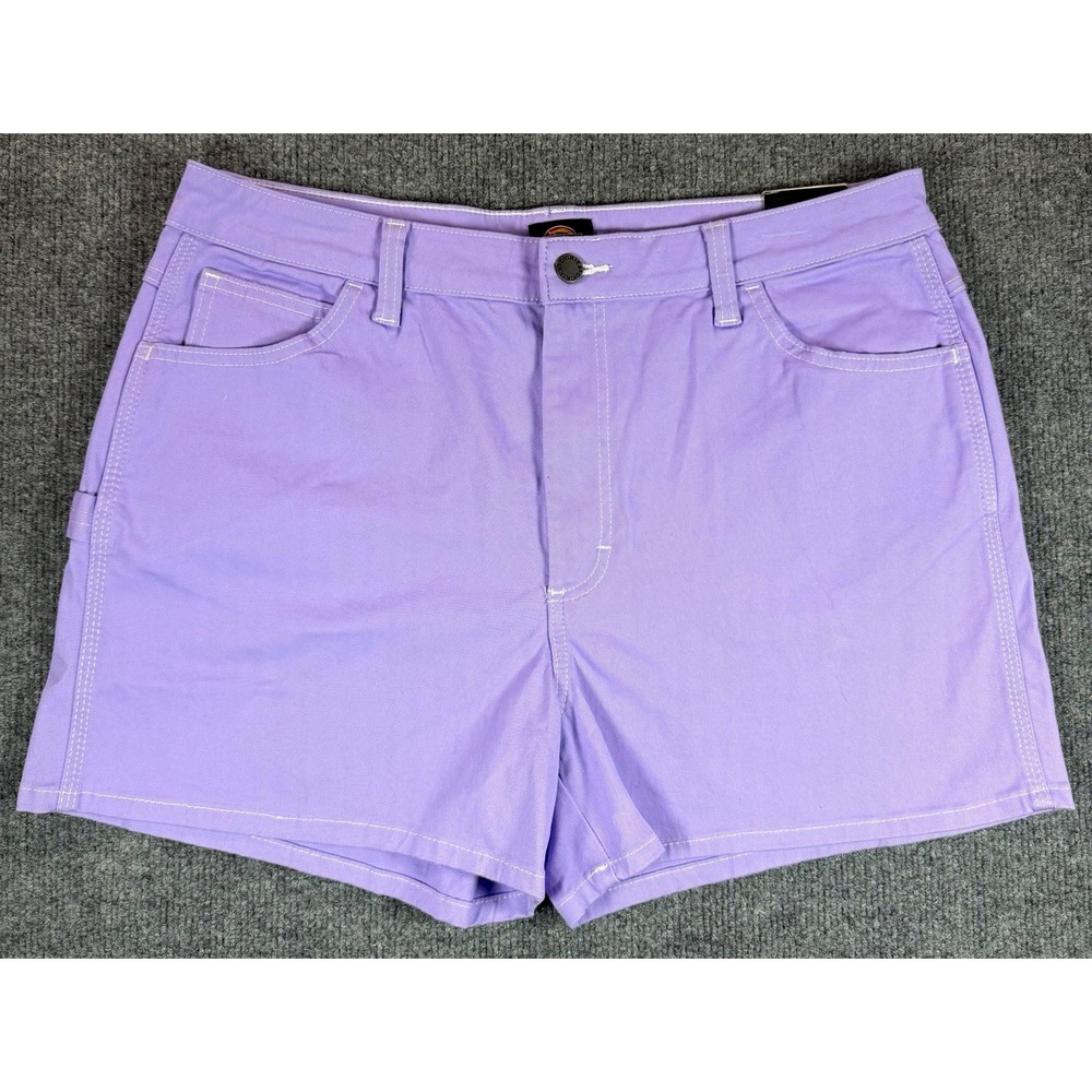 Dickies Womens Utility Shorts Purple Size 32 Cotton Stretch Twill 4in Inseam